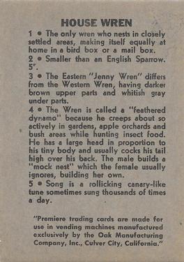 1958 Oak Manufacturing Birds #NNO House Wren Back