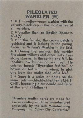 1958 Oak Manufacturing Birds #NNO Pileolated Warbler Back