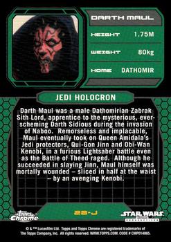 2015 Topps Chrome Star Wars Perspectives Jedi vs. Sith #28-J Darth Maul Back