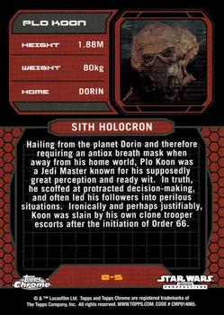 2015 Topps Chrome Star Wars Perspectives Jedi vs. Sith #8-S Plo Koon Back