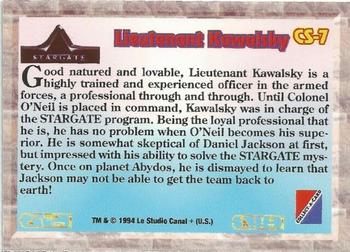 1994 Collect-A-Card Stargate - Characters #CS-7 Lieutenant Kawalsky Back