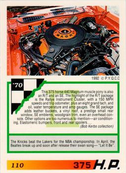 1992 PYQCC Muscle Cards II #110 1970 Dodge Challenger Back