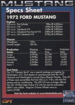 1999 Mustang 35th Anniversary #NNO 1972 Mustang Sprint Back
