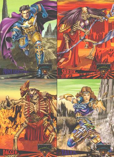 1995 Fleer Skeleton Warriors - 4-up Panels #NNO Prince Lightstar, Shriek, Dagger, Talyn (non-perforated; magazines) Front