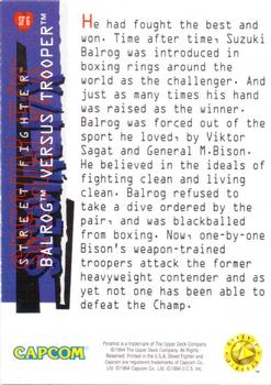 1995 Upper Deck Street Fighter - Special FX #SF 6 Balrog versus Trooper Back
