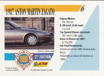 1992 Panini Dream Cars 2nd Edition #6 1987 Aston Martin Zagato Back