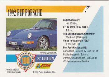 1992 Panini Dream Cars 2nd Edition #7 1992 Ruf Porsche Back