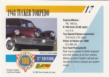 1992 Panini Dream Cars 2nd Edition #17 1948 Tucker Torpedo Back