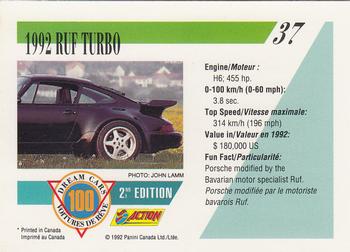 1992 Panini Dream Cars 2nd Edition #37 1992 Ruf Turbo Back