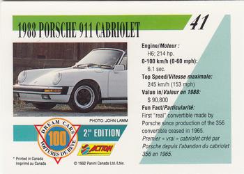 1992 Panini Dream Cars 2nd Edition #41 1988 Porsche 911 Cabriolet Back