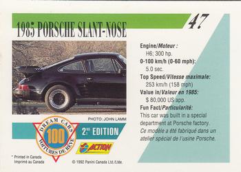 1992 Panini Dream Cars 2nd Edition #47 1985 Porsche Slant-Nose Back