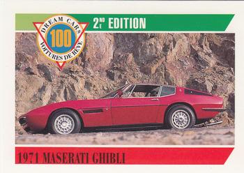 1992 Panini Dream Cars 2nd Edition #81 1971 Maserati Ghibli Front