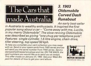 1991 Sanitarium Weet-Bix The Cars That Made Australia #3 1903 Oldsmobile Curved Dash Runabout Back