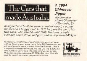1991 Sanitarium Weet-Bix The Cars That Made Australia #4 1904 Ohlmeyer Jigger Back