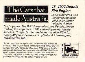 1991 Sanitarium Weet-Bix The Cars That Made Australia #18 1927 Dennis Fire Engine Back