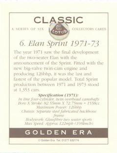 1995 Golden Era Classic Lotus 1st Series #6 Elan Sprint Back