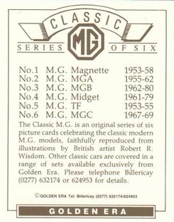 1992 Golden Era Classic MG 1st Series #NNO Classic MG Back