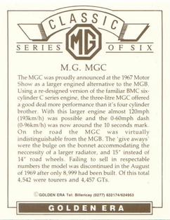 1992 Golden Era Classic MG 1st Series #3 M.G. MGC Back