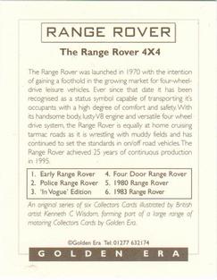 1996 Golden Era Range Rover #NNO Title Card Back