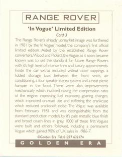 1996 Golden Era Range Rover #3 Range Rover 'In Vogue' Back