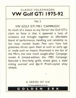 2002 Golden Era Classic Volkswagen VW Golf GTI 1975-92 #2 Golf Gti MK1 'Campaign' Back
