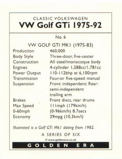 2002 Golden Era Classic Volkswagen VW Golf GTI 1975-92 #6 Golf Gti MK1 Back