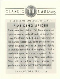 2002 Golden Era Classic Fiat #5 Fiat Dino Spider Back