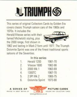 2002 Golden Era Triumph Saloon Cars Sixties and Seventies #NNO Triumph Saloon Cars Sixties and Seventies Back