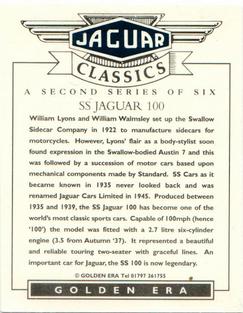 1993 Golden Era Jaguar Classics 2nd Series #6 SS Jaguar 100 Back