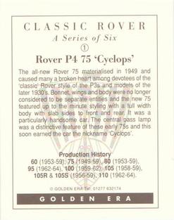 1995 Golden Era Classic Rover #1 Rover 75 'Cyclops' Back