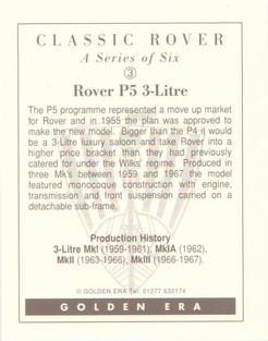1995 Golden Era Classic Rover #3 Rover 3-Litre Back