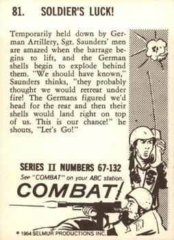 1964 Donruss Combat! (Series II) #81 Soldier's Luck! Back