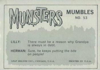 1964 Leaf Munsters #53 But Grandpa you forgot the batteries Back