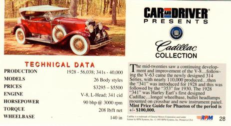 1993 RPM Car and Driver Cadillac Collection #28 1928 341-A Phaeton Back