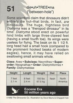 1992 DinoCardz #51 Diatryma Back