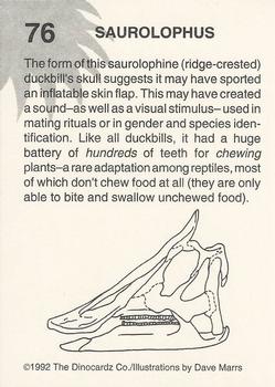 1992 DinoCardz #76 Saurolophus Back