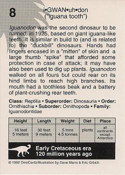 1992 DinoCardz #8 Iguanodon Back