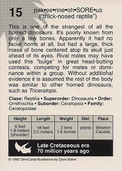 1992 DinoCardz #15 Pachyrhinosaurus Back