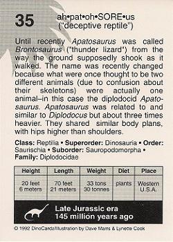 1992 DinoCardz #35 Apatosaurus Back