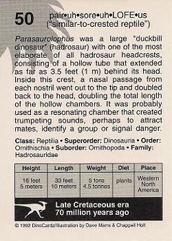 1992 DinoCardz #50 Parasaurolophus Back
