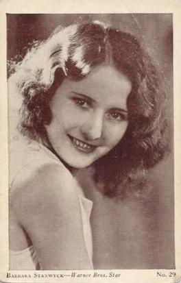 1932 Drake's Cake Movie Stars (D32) #29 Barbara Stanwyck Front