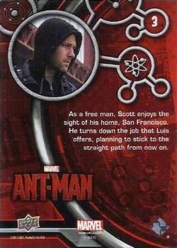 2015 Upper Deck Marvel Ant-Man #3 As a free man, Scott enjoys the sight of his home... Back
