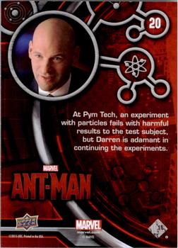 2015 Upper Deck Marvel Ant-Man #20 At Pym Tech, an experiment with particles fails... Back