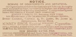 1888 Kinney Tobacco Military (N224) #NNO Private, Orphan Cadets, Phila., Pa. Back