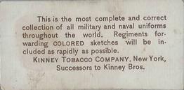 1888 Kinney Tobacco Military (N224) #NNO Corporal of Ordnance, U.S.A. 1886 Back