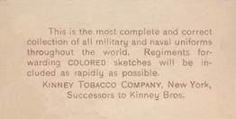 1888 Kinney Tobacco Military (N224) #NNO Private of Signal Corps, U.S.A. 1886 Back