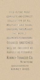 1888 Kinney Tobacco Military (N224) #NNO Gendarme, Austria - 1850 Back