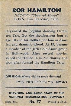 1953 Bowman Television and Radio Stars of the NBC (R701-15) #77 Bob Hamilton Back