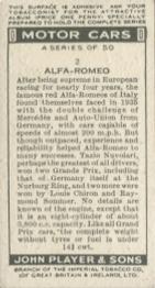 1936 Player's Motor Cars A Series #2 Alfa-Romeo Back
