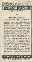 1936 Player's Motor Cars A Series #6 Aston-Martin Four-Seater Tourer Back